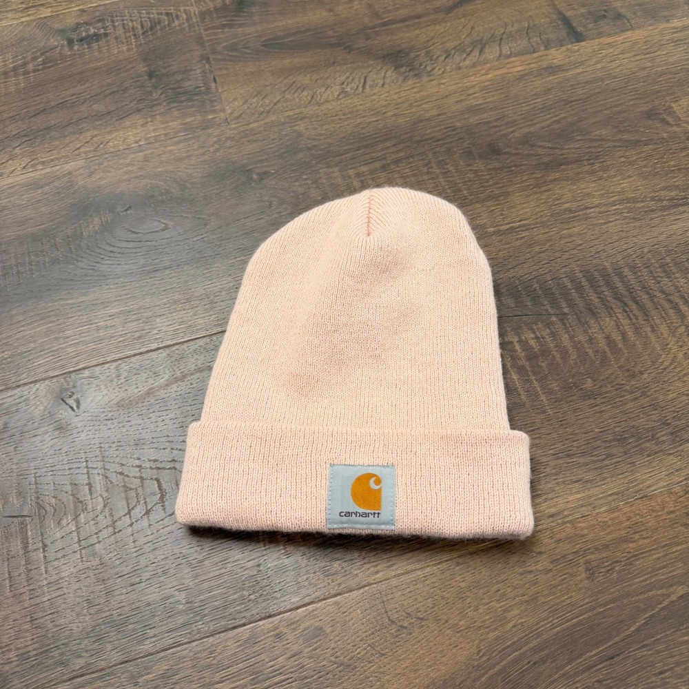 Carhartt Knit Beanie Hat Acrylic Watch Cap Pastel Pink Logo Patch One Size